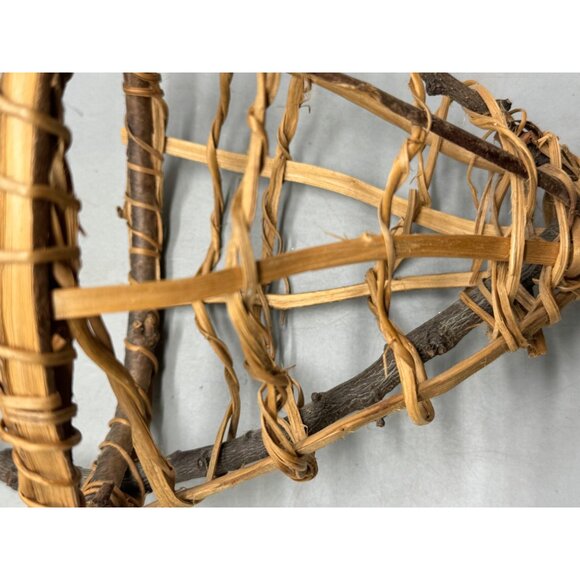 Rustic Handmade Wicker & Twig Wall Basket 11"x5" Used READ - Picture 2 of 6